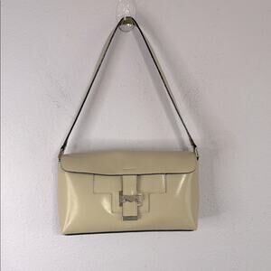Mondani New York Women Y2K Style Cream Simulated Leather Shoulder Bag